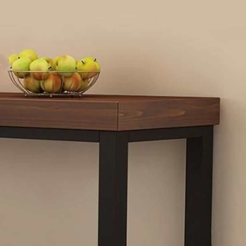 Mesa de bar industrial para vino, mesa de bistró con tapa de madera maciza y base negra