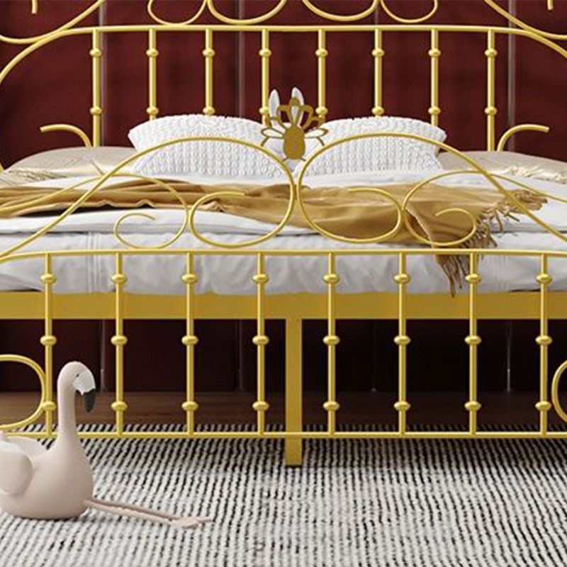 Single Metal Arched Headboard Bed Open-Frame Bed with Metal Legs