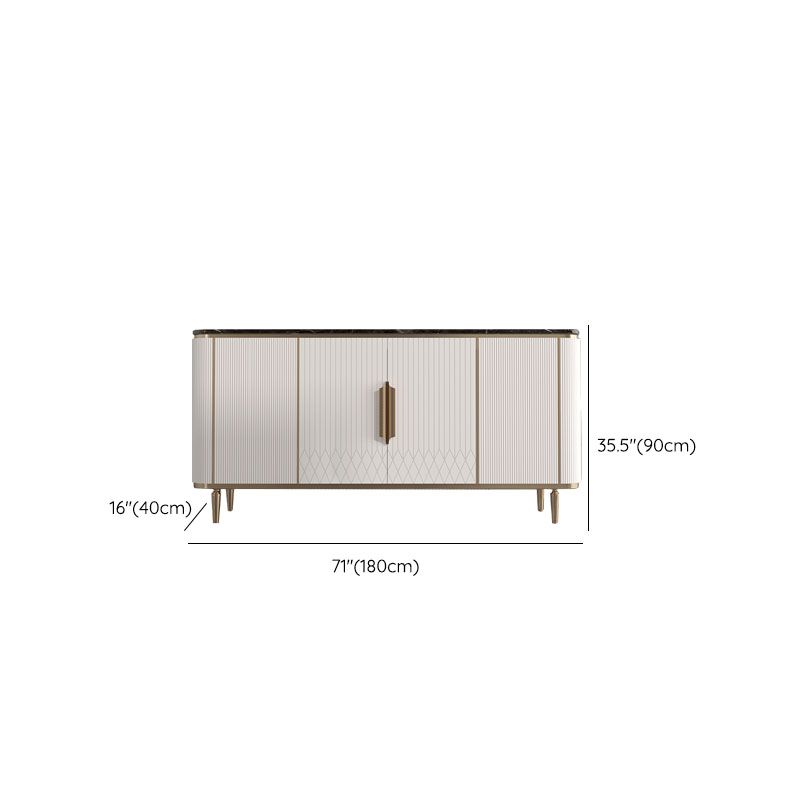 Gambe metalliche Sideboard bianca Tabella 35,4 "supporto a buffet alto con archiviazione