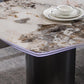 Modern Black Base Dinner Room Kitchen Table Rectangle Stone Dinette Table