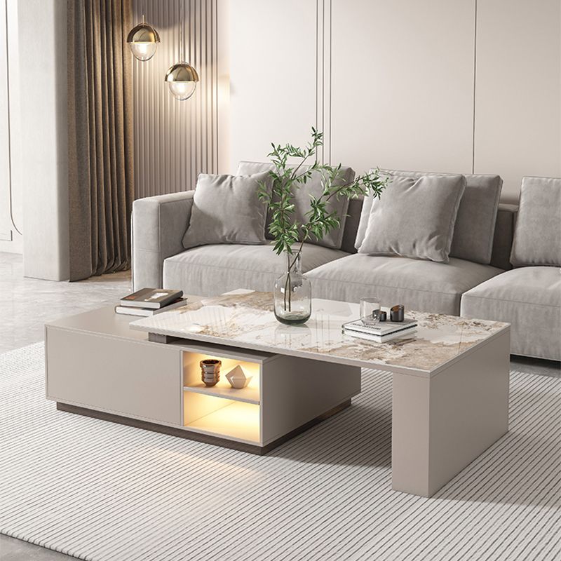 Glam Coffee Table Rectangle Stone Single Cocktail Table with Storage Drawers Clearhalo 'Coffee & Accent Tables' 'Coffee Tables' 'coffee_tables' 'furn' 'furn_coffee_tables' 'Furniture' 'Living Room Furniture' 1200x1200_45d0c79c-ce33-4f5b-98fc-76678d15ee62