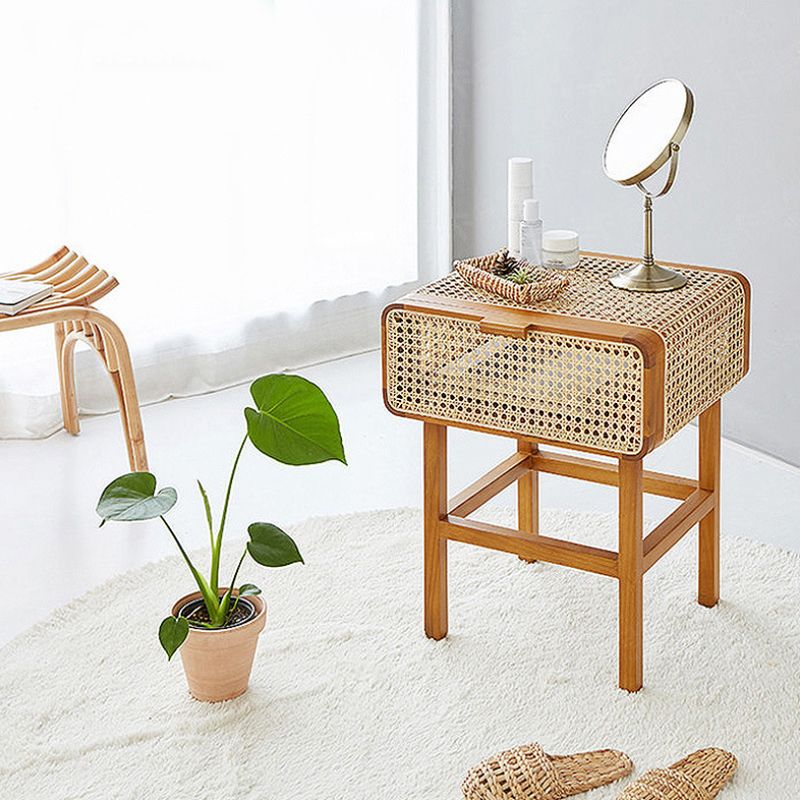 Tavolo da notte rattan moderno comodino minimalista con gambe