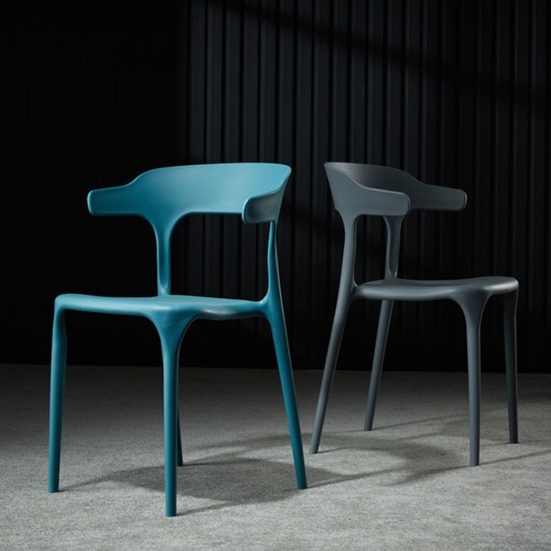 Silla de comedor de plástico moderna silla lateral de comedor abierta para la cocina