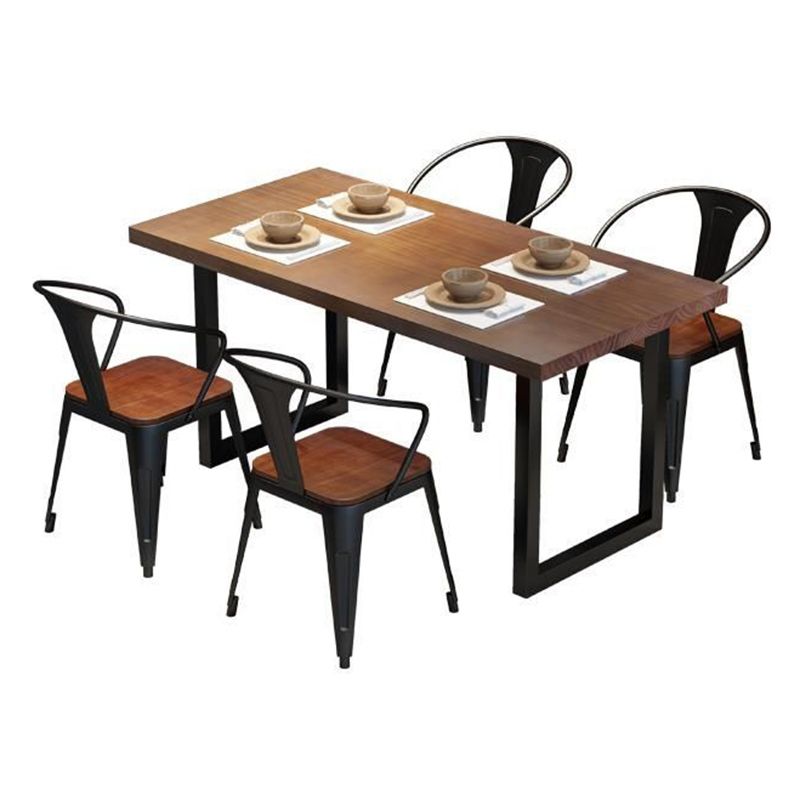 Esstisch für Esszimmer, Küche, Massivholz, schwarzes Gestell