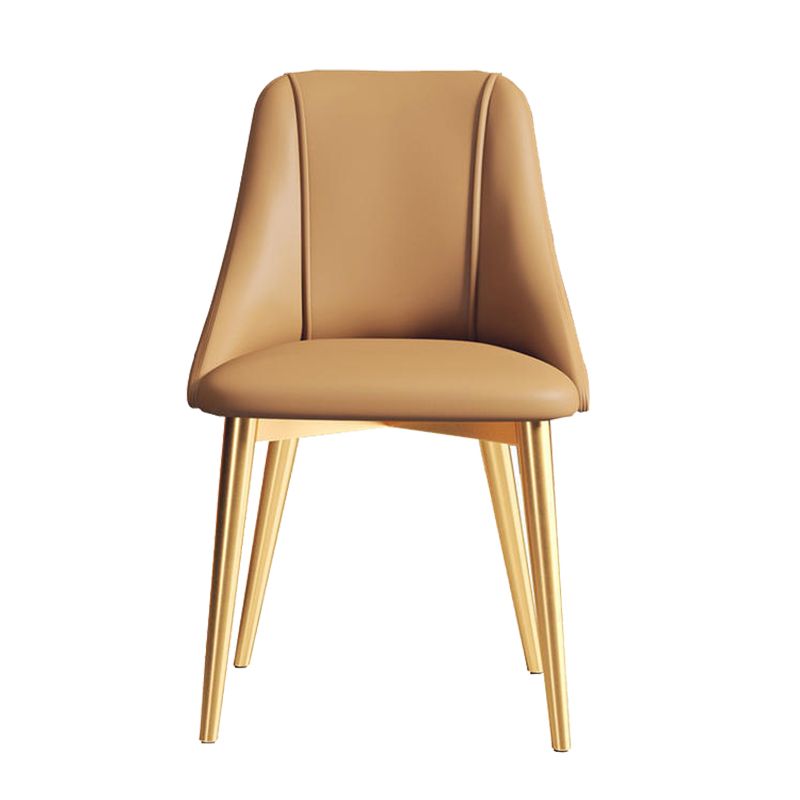 Sedia da pranzo in pelle finta parsons sedia laterale senza braccio con zampe metalliche