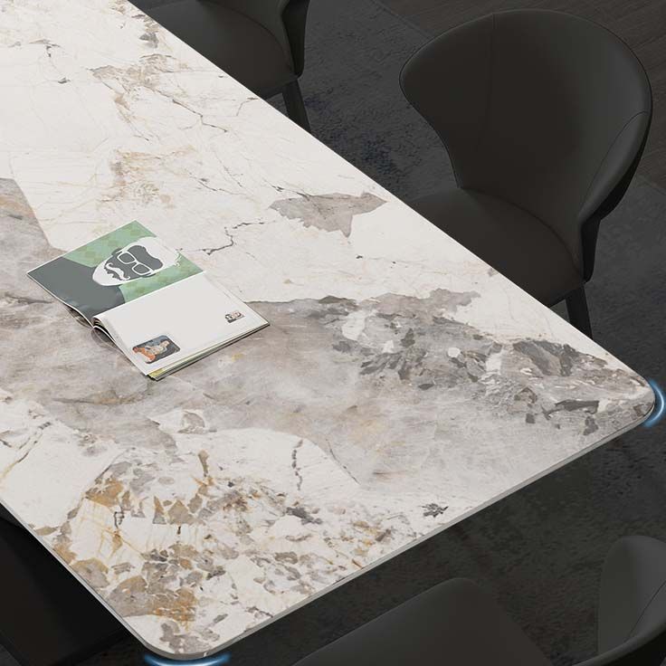 Glam Style Dining Sintered Stone Table Dining Rectangle Table with Metal Legs Clearhalo 'Dining Tables & Seating' 'Dining Tables' 'dining_table' 'furn' 'furn_dining_table' 'Furniture' 'Kitchen & Dining Furniture' 1200x1200_45d65073-2384-48ab-9f04-58a3257aee7d