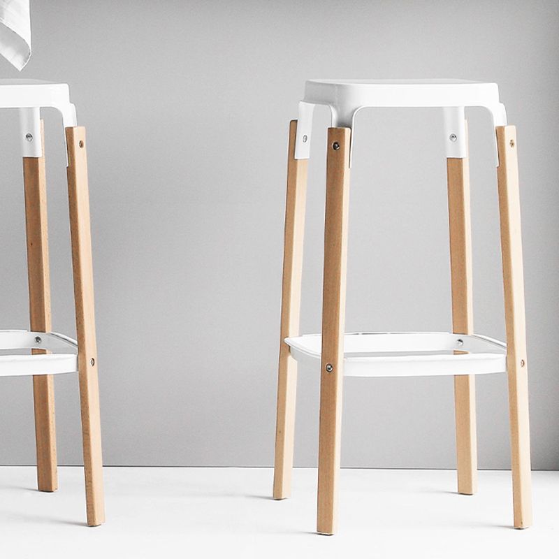 Contemporary Square Backless Bar Stool with Beech Solid Wood Legs Clearhalo 'Bar Furniture' 'Bar Stools' 'bar_stools' 'furn' 'furn_bar_stools' 'Furniture' 'Kitchen & Dining Furniture' 1200x1200_45d7d631-5e9e-43cc-a7cb-4f88401c6877