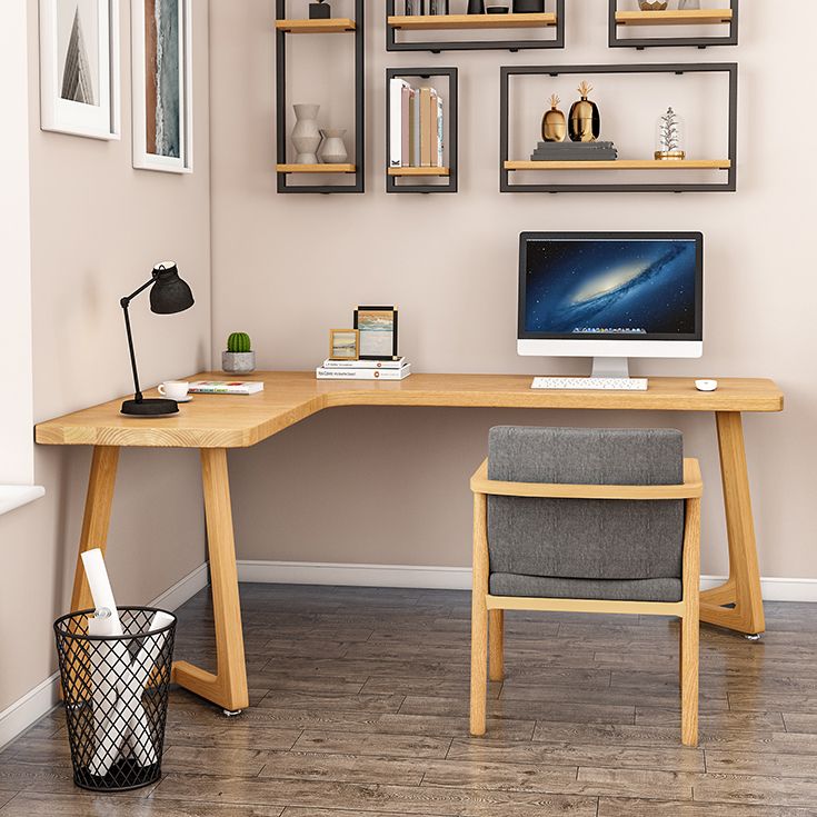 Modern Style Home Office Desk Solid Wood L-Shaped Writing Desk Clearhalo 'furn' 'furn_office_desk' 'Furniture' 'furniture_office_desk' 'Office Desks' 'Office Furniture' 'office_desk' 1200x1200_45d7e958-d837-4f3f-922b-784f2557ad63