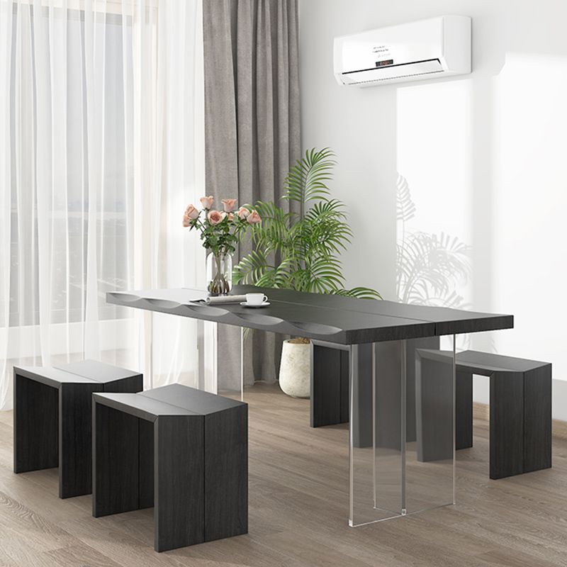Luxury Wood Table for Restaurant Rectangle Dining Table with Acrylic Double Pedestal Base Clearhalo ' dining_table' 'Dining Tables & Seating' 'Dining Tables' 'furn' 'furn_dining_table' 'Furniture' 'furniture_dining_table' 'Kitchen & Dining Furniture' 'kitchen&dining_furn' 'kitchen' 'kitchen_dining_table' 1200x1200_45d86dea-afed-4e77-b1a8-508621ea515b