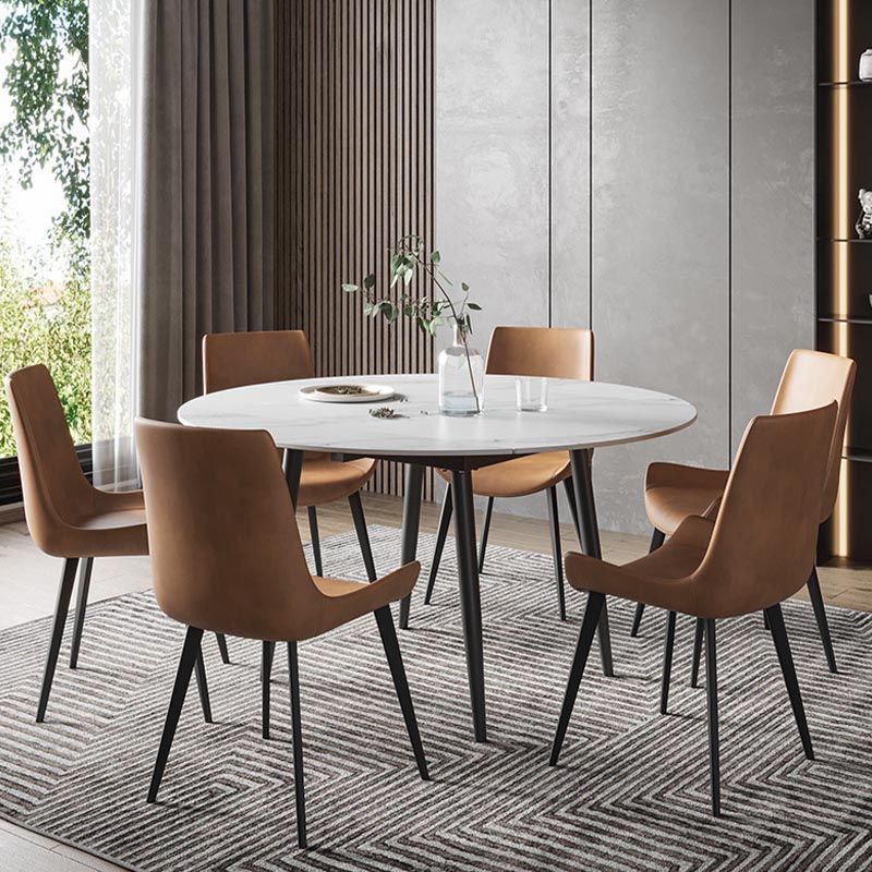 Stone Contemporary Round Dinner Table Matte Finish 4 Legs Table for Home Clearhalo ' dining_table' 'Dining Tables & Seating' 'Dining Tables' 'furn' 'furn_dining_table' 'Furniture' 'furniture_dining_table' 'Kitchen & Dining Furniture' 'kitchen&dining_furn' 'kitchen' 'kitchen_dining_table' 1200x1200_45d9b76c-8472-45ae-9ad8-3770e188779b