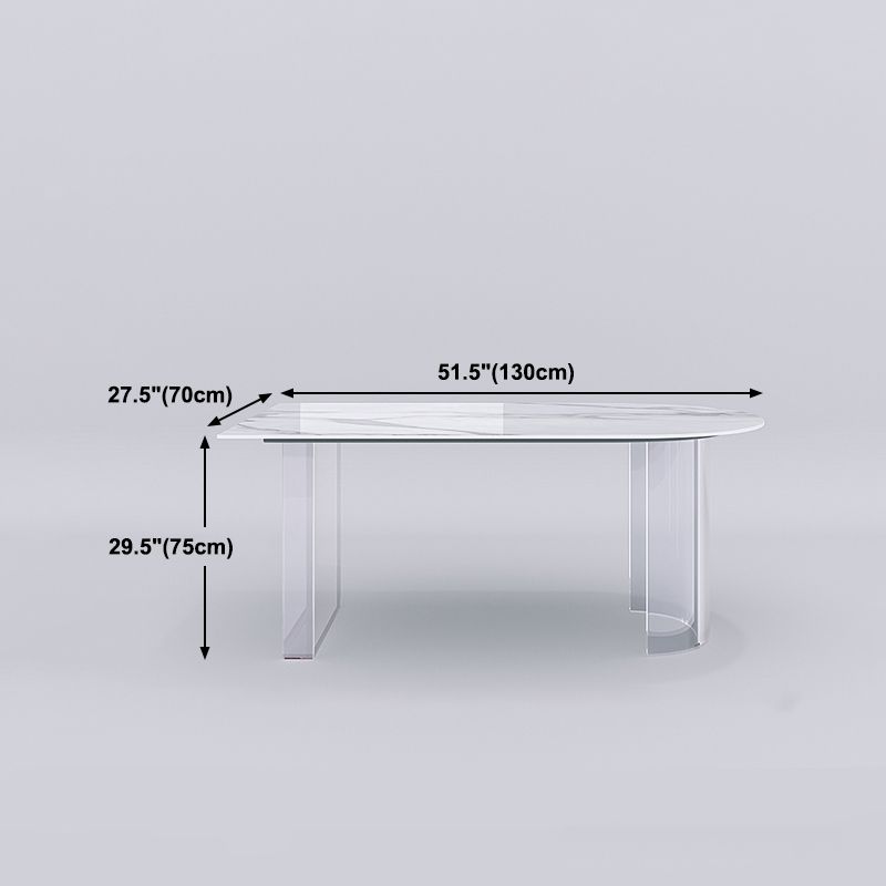 Stone Center Top Dining table Acrylic Double Pedestal Modern White Dinette Table Clearhalo 'Dining Tables & Seating' 'Dining Tables' 'dining_table' 'furn' 'furn_dining_table' 'Furniture' 'furniture_dining_table' 'Kitchen & Dining Furniture' 1200x1200_45dabff0-f171-4add-88bd-964b253c8790