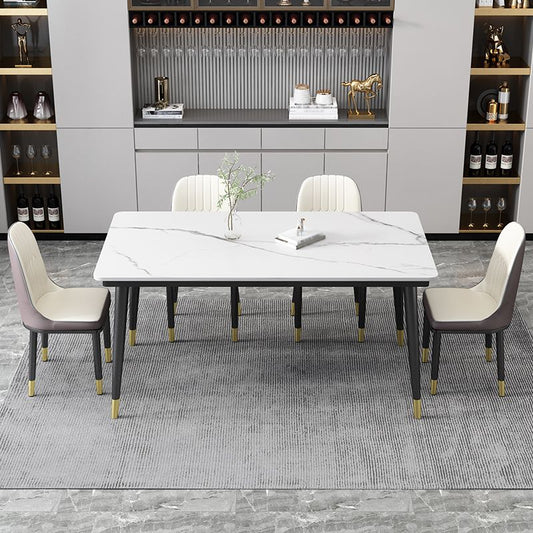 Kitchen Modern Sintered Stone Top Dining Room Furniture Set with 4 Legs Base Dining Set Clearhalo 'Dining Room Sets' 'Dining Tables & Seating' 'dining_room_set' 'furn' 'furn_dining_room_set' 'Furniture' 'furniture_dining_room_set' 'Kitchen & Dining Furniture' 'kitchen&dining_furn' 'kitchen' 1200x1200_45dc2490-4b9d-4bd7-92a8-97af2ec684e7