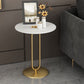 Modern 21.6' Tall Mental Pedestal Side Table Faux Marble Round Top End Table