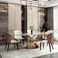 Luxuriöses rechteckiges Esszimmer-Set, 1/4/5/6/7-teilig, Tischset mit gesinterter Steinplatte