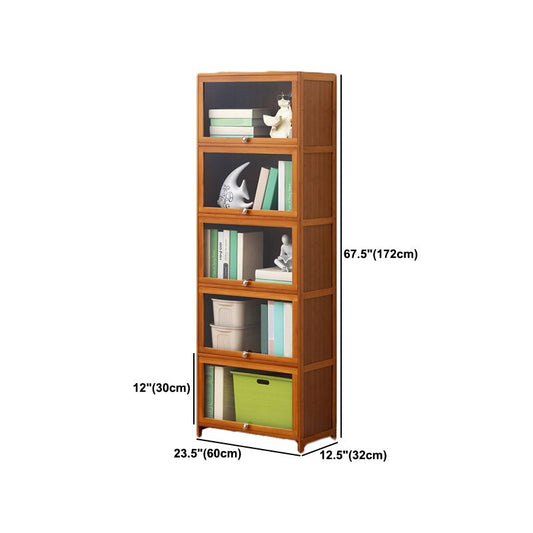 Bruin plank boekenkast deur standaard houten boekenkast voor thuiskantoor