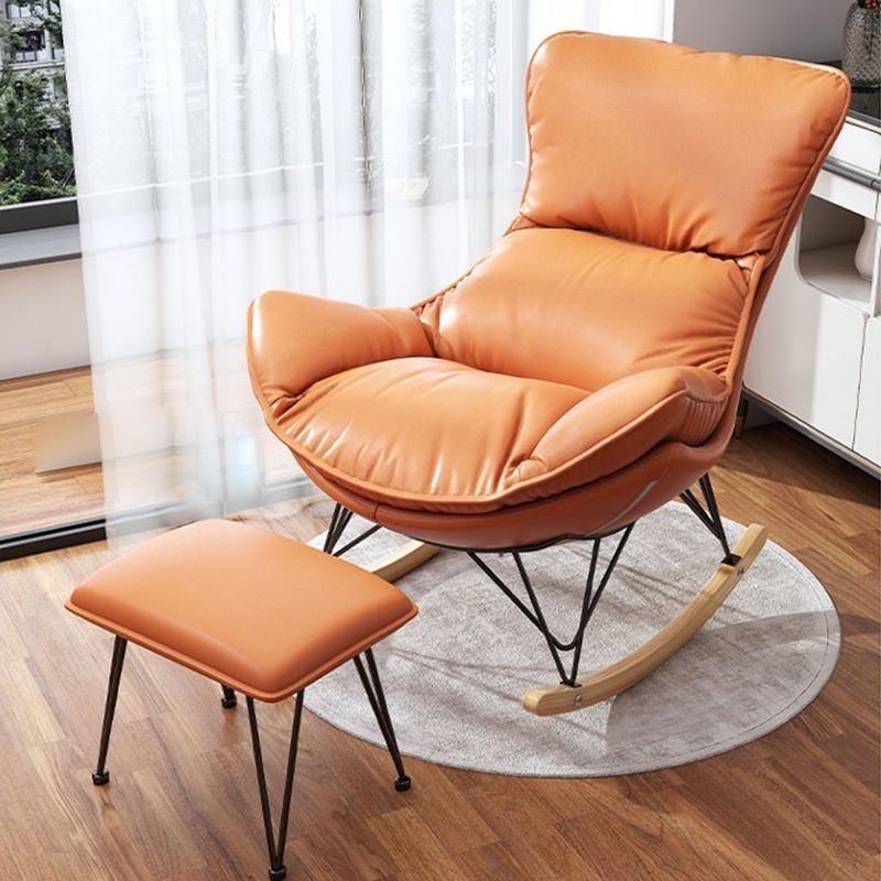 Modern Upholstered Rocker Chair Metal Frame Spindle Rocker Chair with Ottoman Clearhalo 'Chairs & Seating' 'furn' 'furn_rocking_chairs' 'Furniture' 'Living Room Furniture' 'Rocking Chairs' 'rocking_chairs' 1200x1200_45dfa646-95cc-487d-ab07-63b4112d8aa5
