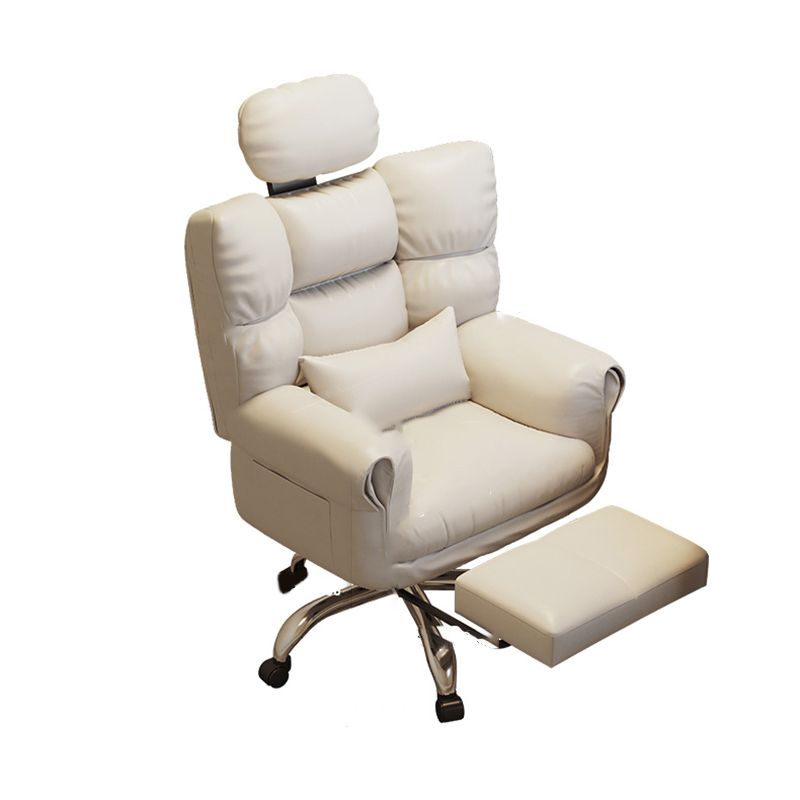 Chaise de bureau en cuir moderne Chaise de tâche pivotante sans roues avec roues