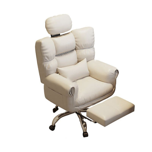 Silla de oficina de cuero moderna silla de tareas giratorias sin brazos con ruedas