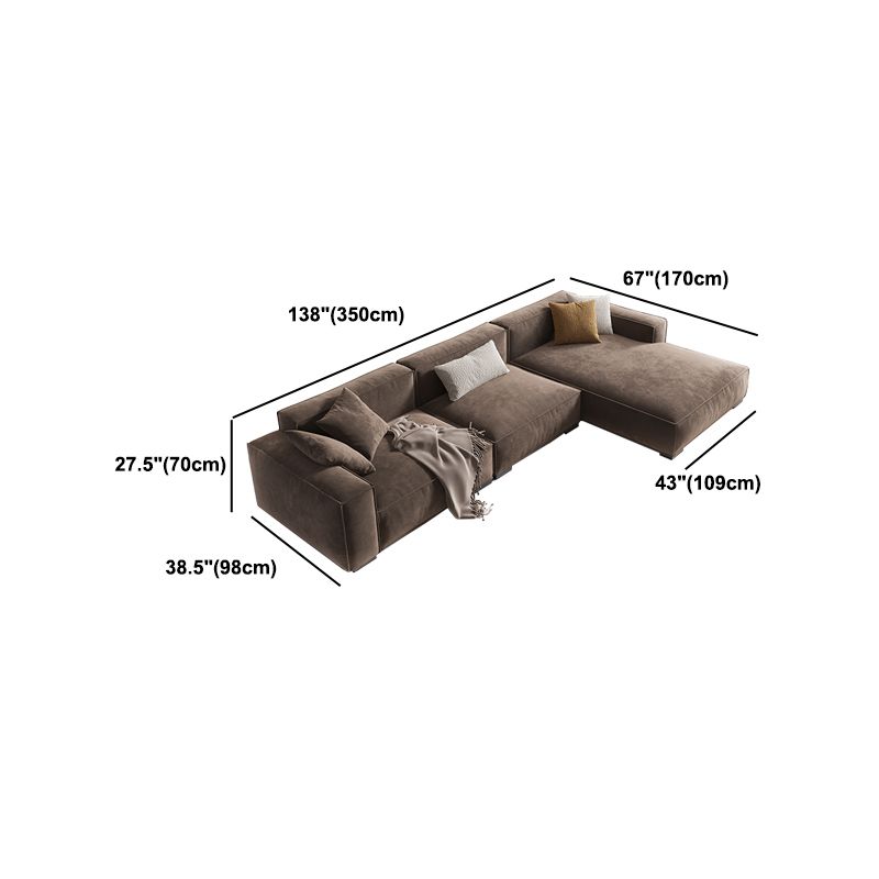 Brown Scandinavian Sectional/Sofa with Square Arm for Apartment