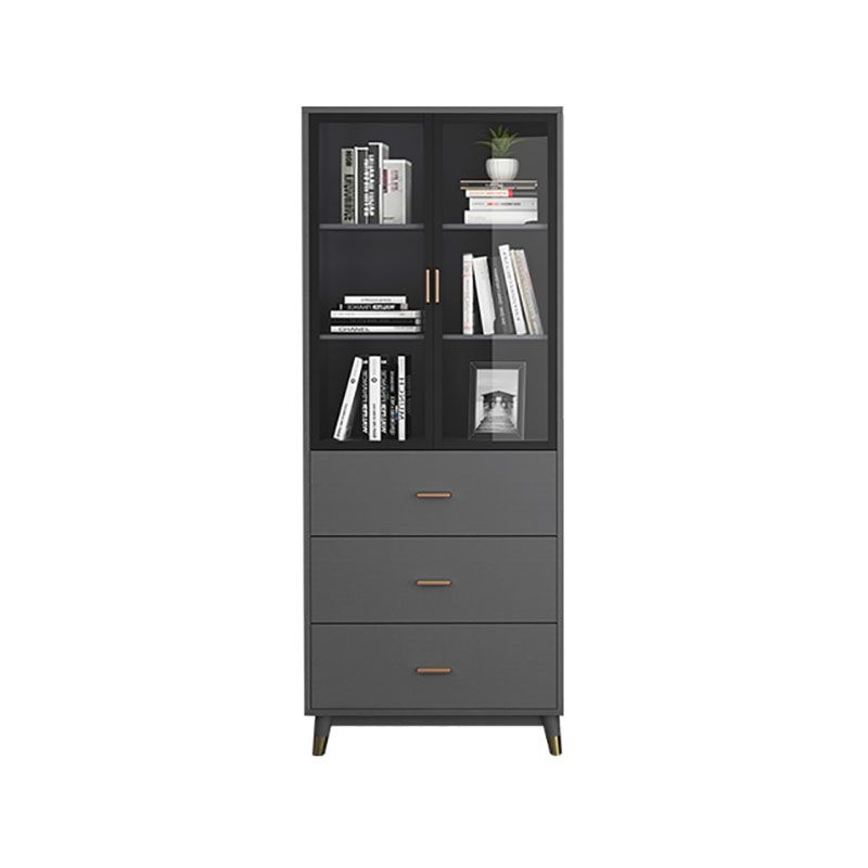 Glam Standard Bookcase Metal Frame Manufactured Wood Shelf Bookshelf with Glass Door Clearhalo 'Bookcases' 'furn' 'furn_bookcases' 'Furniture' 'furniture_bookcases' 'kitchen' 'kitchen_bookcases' 'Living Room Furniture' 'Office Furniture' 1200x1200_45e23fa3-01bd-46e2-96bc-99cd76749a61