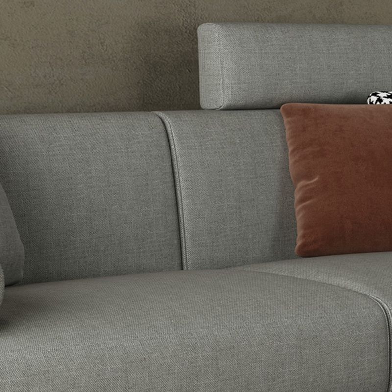 Canapé de linge de lin à braquette standard gris contemporain.