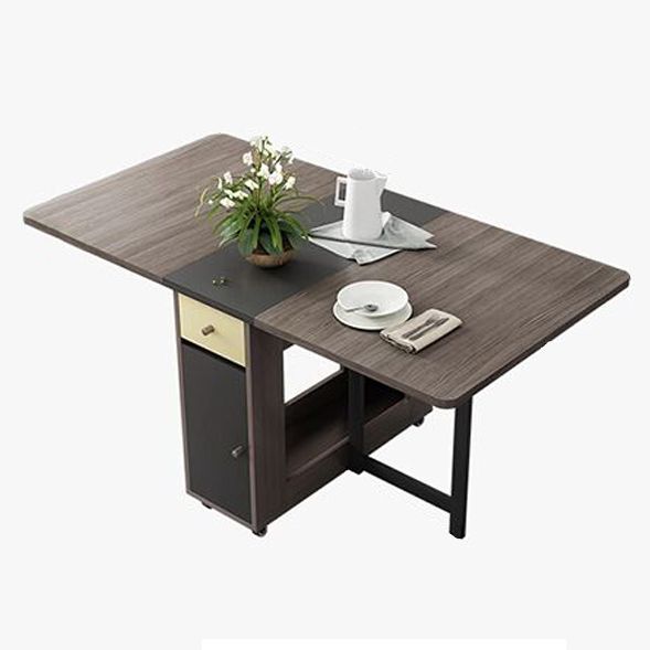 Foldable Woode Table in Grey Medieval Modern Rectangle Table with Storage Trestle Base Clearhalo ' dining_table' 'Dining Tables & Seating' 'Dining Tables' 'furn' 'furn_dining_table' 'Furniture' 'furniture_dining_table' 'Kitchen & Dining Furniture' 'kitchen&dining_furn' 'kitchen' 'kitchen_dining_table' 1200x1200_45e5ad98-cf44-49cf-9857-f02b7faa4016