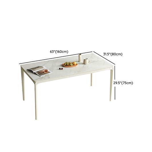 Muebles de piedra de estilo moderno 5/7 Pcs Mesa de comedor rectangular blanco con silla de comedor