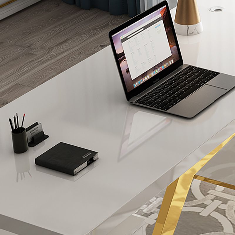 Escritorio de oficina artificial y acero Descrito de escritura de pedestal con archivador