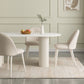 White Contemporary Oval Stone Dining Table with Double Pedestal
