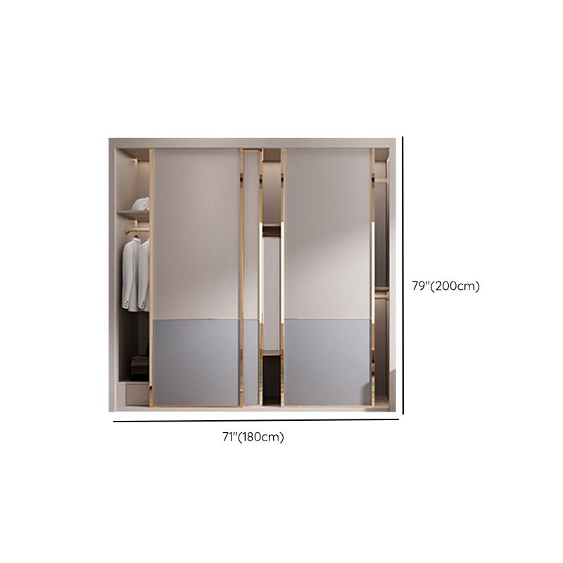 Bedroom Wooden Wardrobe Armoire Coastal Style Sliding Doors Storage Cabinet