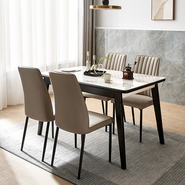 Faux Leather Dining Chairs Contemporary Upholstered Chairs with Metal Base Clearhalo 'Dining Chairs' 'Dining Tables & Seating' 'dining_chair' 'furn' 'furn_dining_chair' 'Furniture' 'Kitchen & Dining Furniture' 1200x1200_45ee82a1-5073-4262-ac01-592b24f1ad81