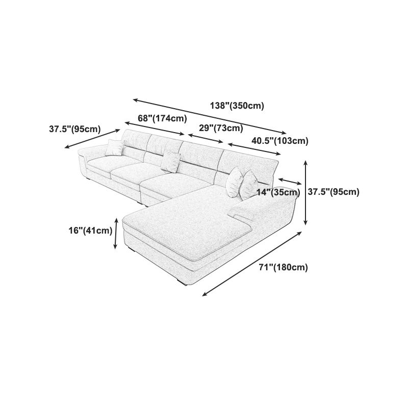 Modern Reversible Chaise Sofa with Pillows Flared Arm Sofa for Living Room Clearhalo 'furn' 'furn_sectionals' 'Furniture' 'furniture_sectionals' 'kitchen' 'kitchen_sectionals' 'Living Room Furniture' 'Sectionals' 1200x1200_45efdb2e-f01e-4464-8c03-9bc6e155d10f