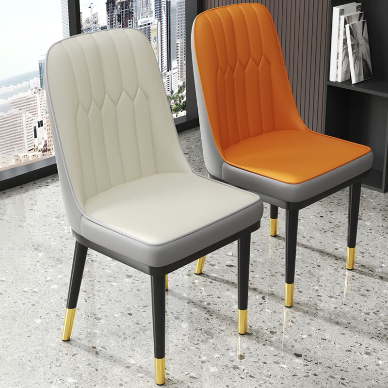 Modern Style Dining Chair Leather Parsons Side Chair with Metal Base Clearhalo 'Dining Chairs' 'Dining Tables & Seating' 'dining_chair' 'furn' 'furn_dining_chair' 'Furniture' 'Kitchen & Dining Furniture' 1200x1200_45f1f1a2-b728-4ed4-b0c1-ae965a08af65