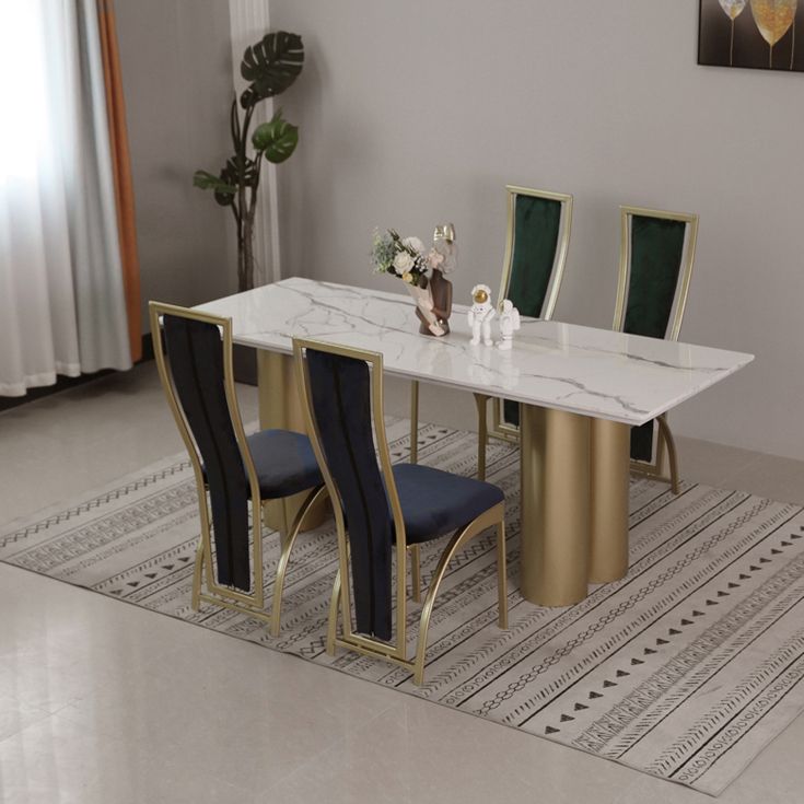 Metal Traditional Luxury Rectangle Indoor Table Sintered Stone Table for Home Clearhalo ' dining_table' 'Dining Tables & Seating' 'Dining Tables' 'furn' 'furn_dining_table' 'Furniture' 'furniture_dining_table' 'Kitchen & Dining Furniture' 'kitchen&dining_furn' 'kitchen' 'kitchen_dining_table' 1200x1200_45f50743-0db4-4a50-a55f-79c65ab39485