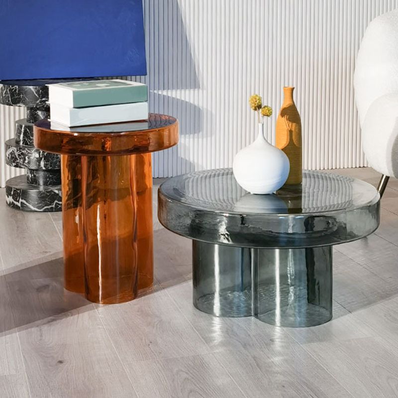 Contemporary Round Glass Coffee Table Pedestal Cocktail Table Clearhalo 'Coffee & Accent Tables' 'Coffee Tables' 'coffee_tables' 'furn' 'furn_coffee_tables' 'Furniture' 'Living Room Furniture' 1200x1200_45f543d6-4fb0-4018-9250-cca2fb376a67
