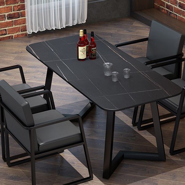 Industrial Rectangle Dining Table Sintered Stone Table with Double Pedestal Clearhalo ' dining_table' 'Dining Tables & Seating' 'Dining Tables' 'furn' 'furn_dining_table' 'Furniture' 'furniture_dining_table' 'Kitchen & Dining Furniture' 'kitchen&dining_furn' 'kitchen' 'kitchen_dining_table' 1200x1200_45f6c8f9-6611-4287-b934-3179004479b2