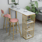 Glam Marble Pub Table with Rectangle Table Top Gold Double Pedestal Table - 42" H Clearhalo 'Bar Furniture' 'Bar Tables' 'bar_tables' 'furn' 'furn_bar_tables' 'Furniture' 'furniture_bar_tables' 'Kitchen & Dining Furniture' 1200x1200_45f7d447-4277-45b1-bc1f-3a710573aa88