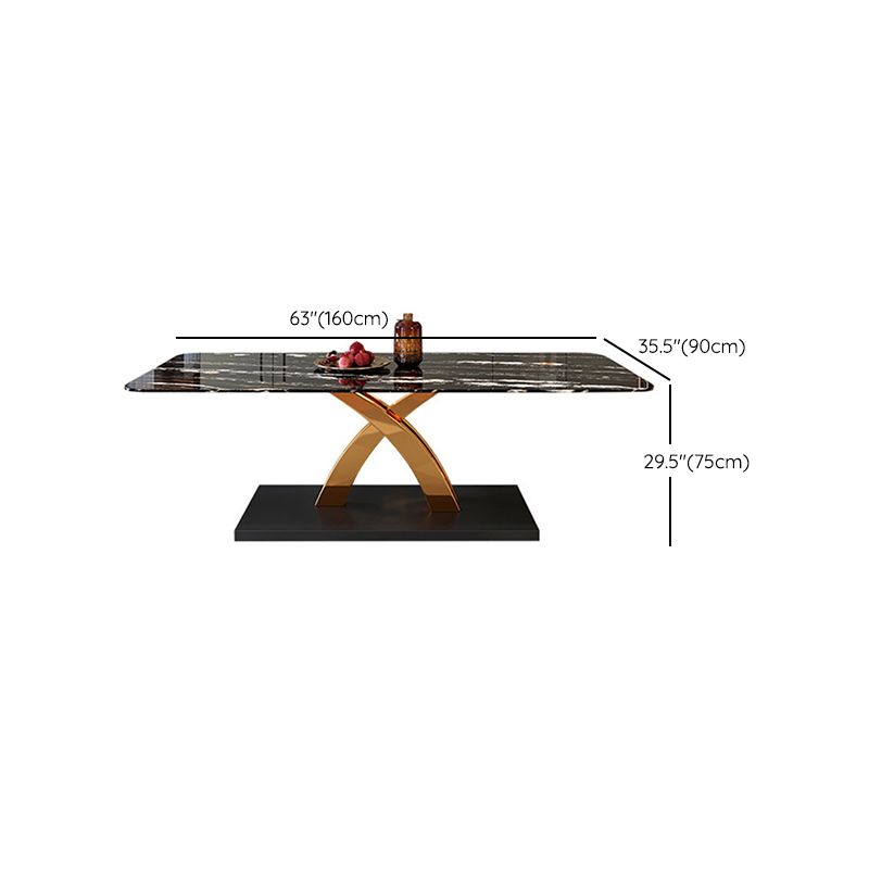 Glam Style Sintered Stone Table Rectangle Table with Metal Legs for Kitchen Clearhalo 'Dining Tables & Seating' 'Dining Tables' 'dining_table' 'furn' 'furn_dining_table' 'Furniture' 'Kitchen & Dining Furniture' 1200x1200_45f84d5c-2362-4a94-b100-64217ce16c14