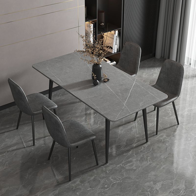 Modern Style Sintered Stone Dining Room Set with Fixed Rectangle Shape Table and 4 Legs Base Clearhalo 'Dining Room Sets' 'Dining Tables & Seating' 'dining_room_set' 'furn' 'furn_dining_room_set' 'Furniture' 'furniture_dining_room_set' 'Kitchen & Dining Furniture' 'kitchen&dining_furn' 'kitchen' 1200x1200_45fcdc82-a86f-4560-9fb1-a61e15d50df0