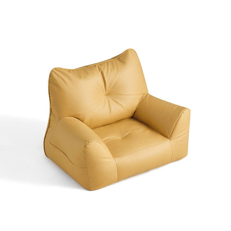 Contemporary Cushions Seating Faux Leather Sofa in Gold and Dark Gray