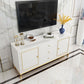 Enclosed Storage Media Console Glass TV Stand Console with Drawers Clearhalo 'furn' 'furn_tv_stands_entertainment_centers' 'Furniture' 'Living Room Furniture' 'TV Stands & Entertainment Centers' 'TV Stands & Media Storage Furniture' 'tv_stands_entertainment_centers' 1200x1200_45fd95bf-b402-4478-a234-ae26b70214cd