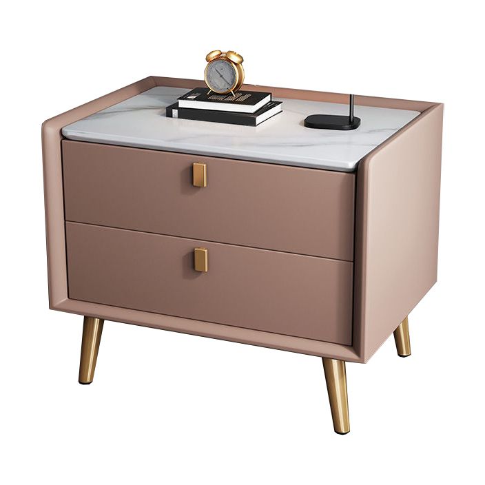 Modern Bedside Night Table Stone Top Nightstand with 2-drawers Clearhalo 'Bedroom Furniture' 'furn' 'furn_night_stand' 'Furniture' 'night_stand' 'Nightstands' 1200x1200_45fe0f6e-c2ee-48f2-b5db-227c5d596999