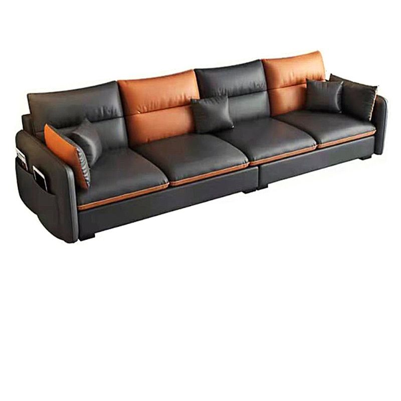 102.4" W √ó 102.4" D √ó 29.53" H Faux Leather Straight Arm Sectional with Stain-Resistant Clearhalo 'Furniture' 'furniture_sectionals' 'Living Room Furniture' 'Sectionals' 1200x1200_45ff3701-7239-4354-b66a-116bb07390e9