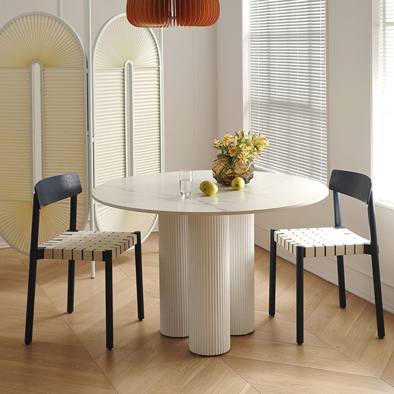 Contemporary Round Dinette Table Sintered Stone and Solid Wood Top Table Clearhalo 'Dining Tables & Seating' 'Dining Tables' 'dining_table' 'furn' 'furn_dining_table' 'Furniture' 'Kitchen & Dining Furniture' 1200x1200_46001d08-174a-446c-b47d-0a98168dda0b