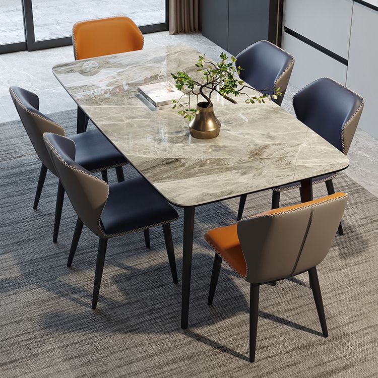 Industrial Style Sintered Stone Dining Table 4 Legs Carbon Steel Base Rectangle Table Clearhalo ' dining_table' 'Dining Tables & Seating' 'Dining Tables' 'furn' 'furn_dining_table' 'Furniture' 'furniture_dining_table' 'Kitchen & Dining Furniture' 'kitchen&dining_furn' 'kitchen' 'kitchen_dining_table' 1200x1200_4600921b-e163-42c8-8c26-3ab93e5f8902