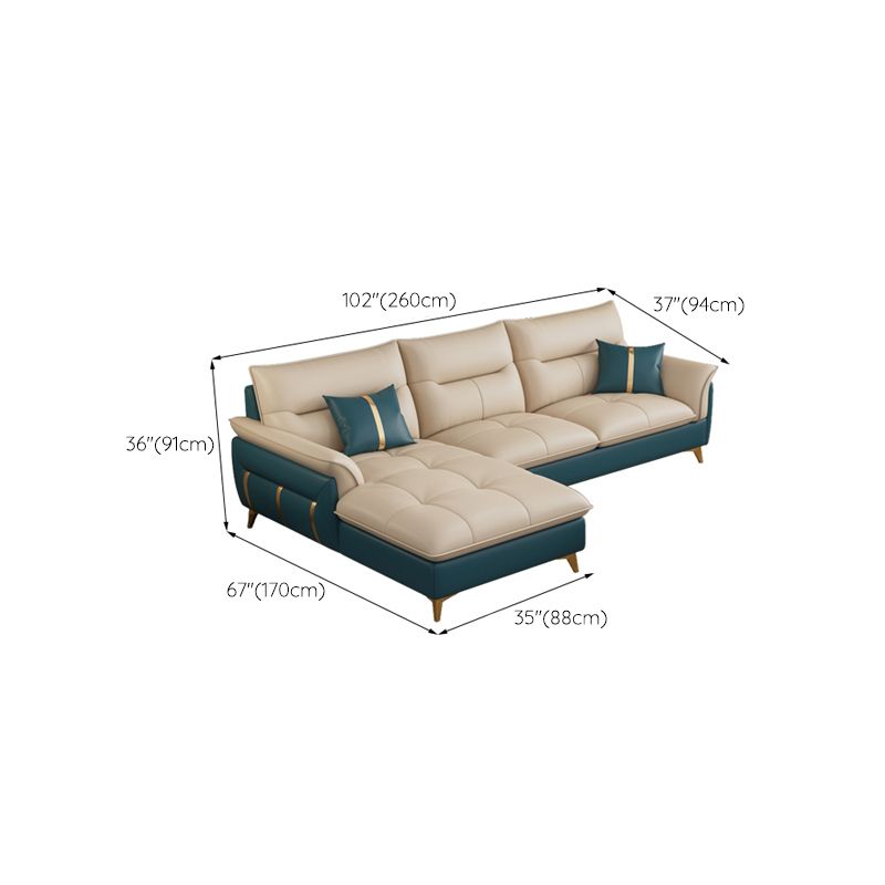 Divano sezionale in pelle autentica da 35,82 "divano ad alta crema con cuscino