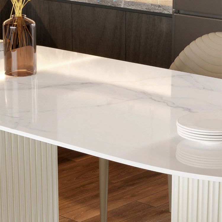 Sintered Stone White Dining Table Simplicity Double Pedestal Table for Dining Room Clearhalo ' dining_table' 'Dining Tables & Seating' 'Dining Tables' 'Furniture' 'furniture_dining_table' 'Kitchen & Dining Furniture' 'kitchen&dining_furn' 'kitchen' 'kitchen_dining_table' 1200x1200_46028213-59bb-421c-b7a0-df3d147c2710