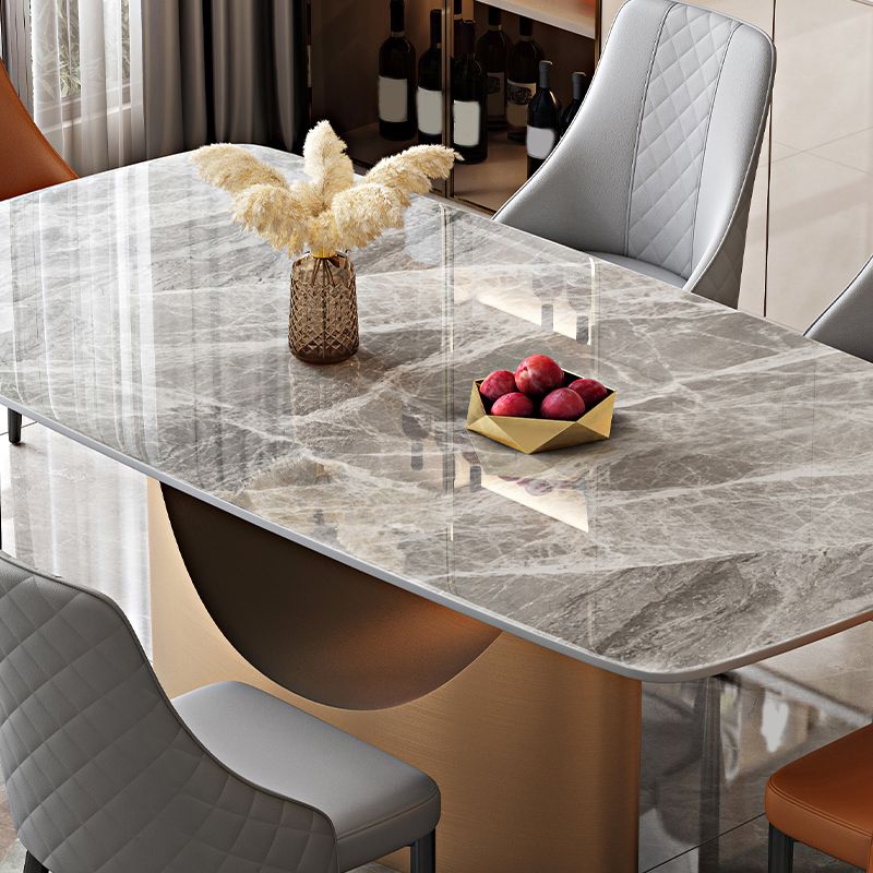 Juego de mesa de comedor gris brillante 1/4/5/7 Piezas Glam Dinette Juego con sillas de cuero