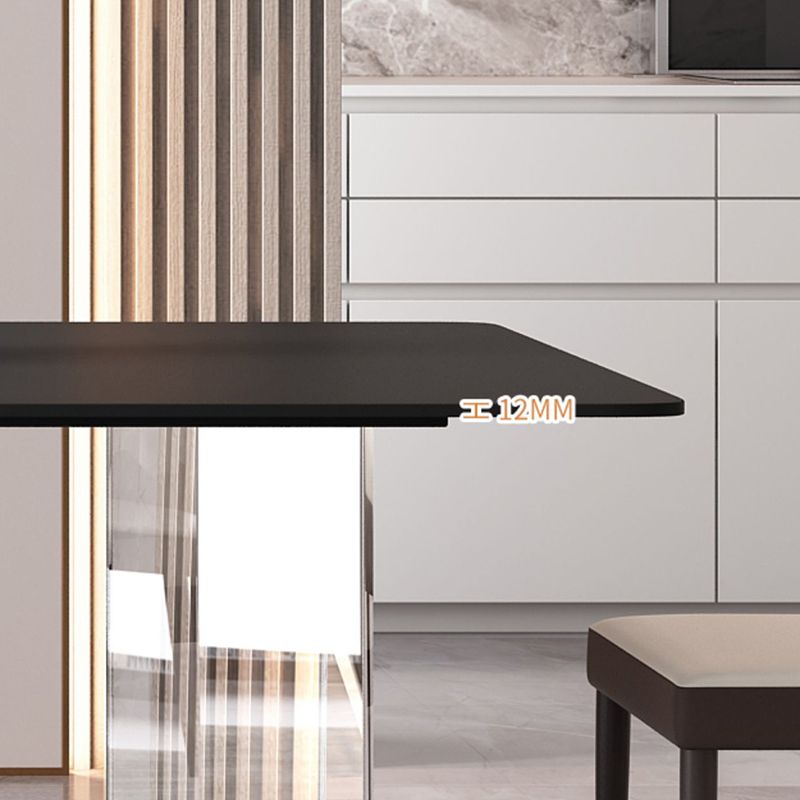 Mesa de comedor rectangular de estilo moderno Mesa de piedra sinterizada con base acrílica