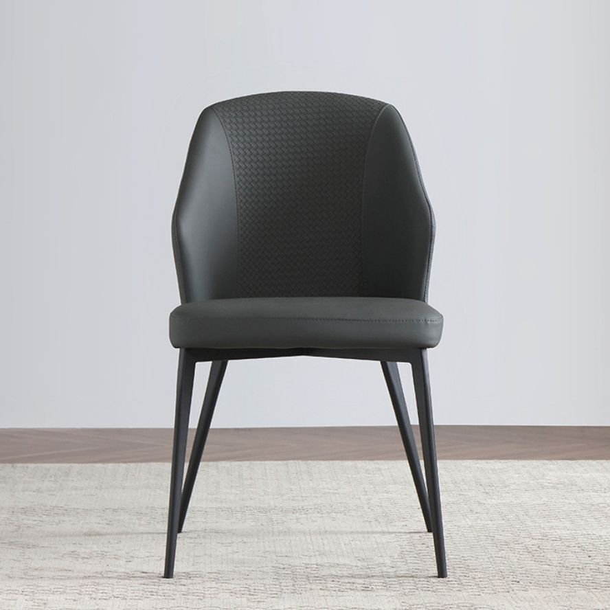 Sillas de comedor de cuero minimalistas sólidos sillón de comedor sin brazo